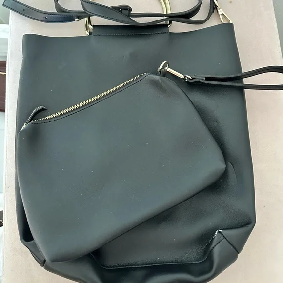 Zara Black tote with extra pouch and strap - Picture 1 of 2